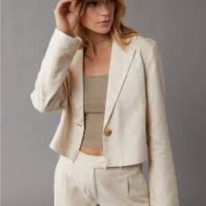 NWT American Eagle Outfitters Cropped Linen Blend Blazer